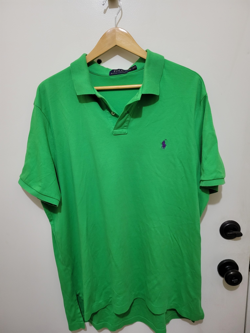 Polo by Ralph Lauren Men’s Bright Green Polo with Purple Pony